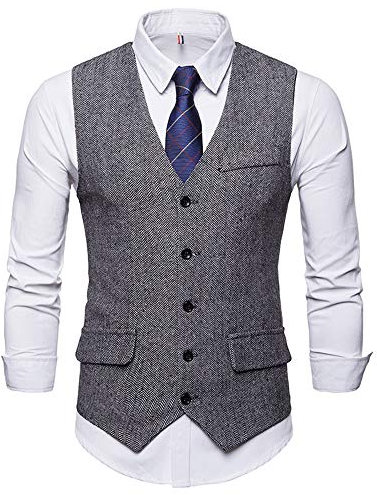 Battnot Herren Anzug Weste Slim Fit Formelle Business Smoking Mantel, Männer Blazer für Hochzeit und Party Casual Schlanker Knopf-Hochzeitsfest-Kleid Vest Jacke Suit Regular Fit Mens Top Khaki S-XXL