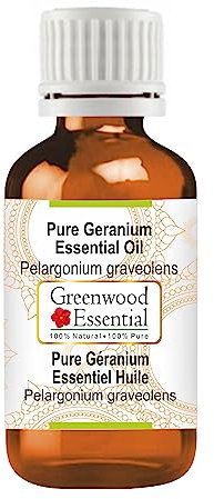 Greenwood Essential Puro Olio essenziale di Geranio (Pelargonium graveolens) distillato a vapore 10ml (0.33 oz)