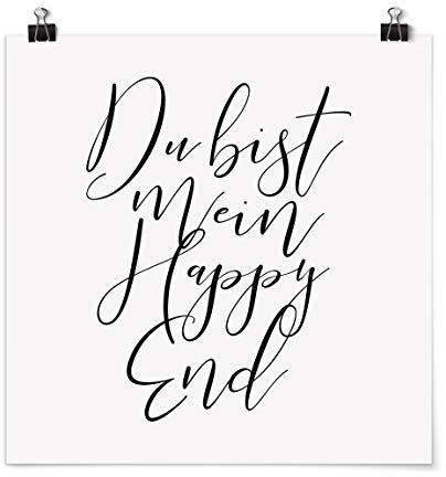 XXL Poster Du bist mein Happy End Quadrat, Selbstklebend seidenmatt 90 x 90cm