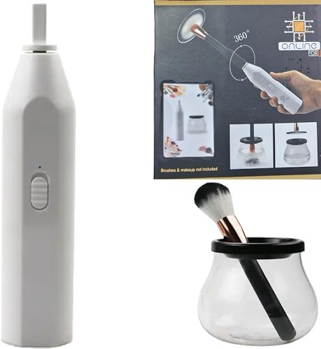 Onlineforu LTD Electric Makeup Brush Cleaner & Dryer – Automatic Spin Cleaning Machine for Fast Deep Cleaning & Quick Drying of Cosmetic Brushes – USB Powered Electric Makeup Brush Cleaner