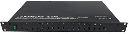 INFITRONIC - IN19PLG002-19 Zoll USB 3.0 Hub16-ports mit Ladestation und Synchronisierung (1 HE Rackeinbau)