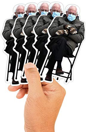 5er Set Aufkleber Bernie Sanders lustig Mann mit Klappstuhl Meme President Sticker Decal