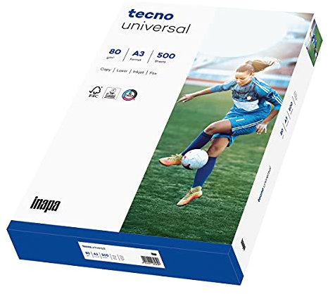 inapa Drucker-/Kopierpapier tecno Universal: 80 g/m², A3, 500 Blatt, weiß – Allround-Papier