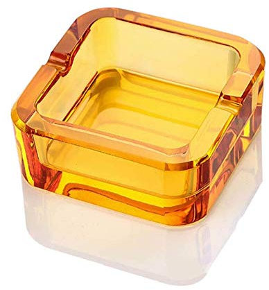 Lxuwbd Ashtray, Crystal Glass Ashtray (yellow, large)