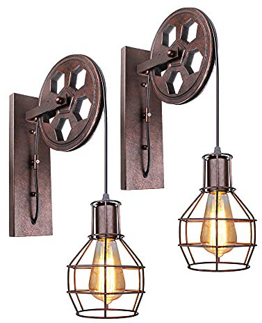 PETITES ECREVISSES Wandleuchten Industrielle vintage industrial Wandlampe E27 Retro Metall Kreative für Wohnzimmer Esszimmer Schlafzimmer (Roter Rost - 2 Stücke)