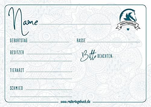 Pferde-Boxeenschild – beschreibbar – A4 – Reitertagebuch (Mandala)