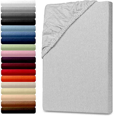 Julido Jersey Spannbettlaken 70x140 cm, Kinderbett Betttuch mit Gummizug, Bettlaken Grau aus Baumwolle, Oeko-Tex Standard 100
