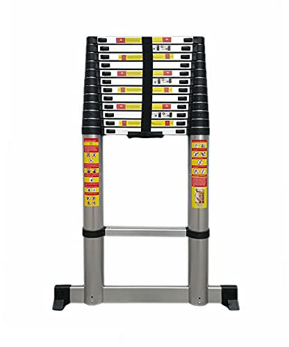 FP-TECH - SCALA TELESCOPICA IN ALLUMINIO PORTATILE ESTENSIBILE MULTIUSO SUPPORTA 150 KG CE EN131 (3.8 Metri)