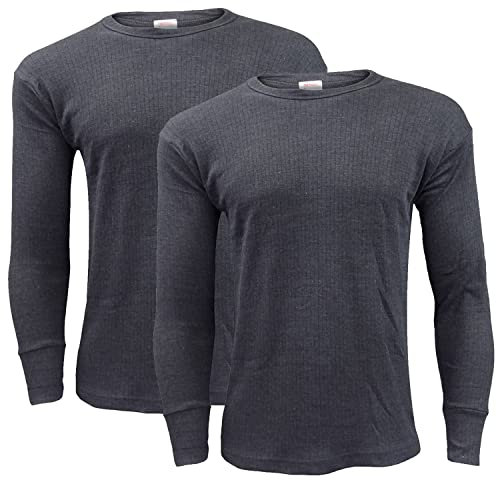 Gaffer 2 Pack Mens Thermal Top Long Sleeve T Shirt Warm Underwear Baselayer Thermals Winter Ski Wear CHC S