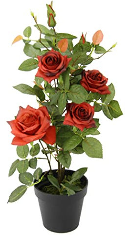 Rosenbusch im Topf Rosen Rosenstock Rosenbäumchen Kunstrosen Seidenblumen Kunstpflanzen Kunstblumen Kunstbaum Dekobaum Kunstpflanzen Pflanzen Dekopflanze Seidenpflanze Zimmerpflanze Deko Büropflanze