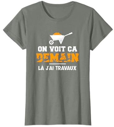 ImagineForYou T-Shirt Homme Noir Humor, DIY, Coupe classique, Manche courte, Small, Noir, T-Shirt, Imprimée lettre, Cadeau drôle bricolage 'J'peux pas j'ai travaux'