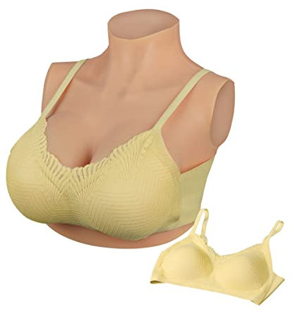 Peikey Silikon Brüste, [Kurze Version] Künstliche Brüste mit Geeignete BH, Realistisch Silikonbrustplatten Brustformen für Crossdresser, Natürlicher Hautton-Leichte Baumwollfüller, B Körbchen
