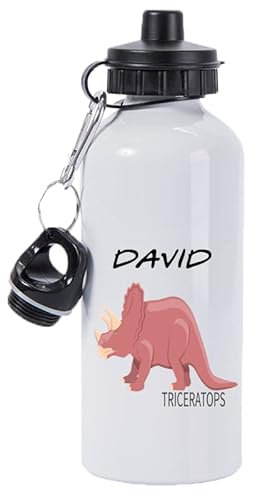 Pickhut Personalised Dinosaur Water Bottle 600ml Back to School Gift for Kids (Triceratops)
