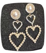 BUAJIUBUA - Pearl Dangle Heart Earrings for Women, 3cm, Acrylic, Abalone