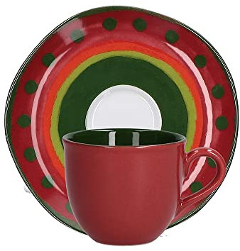 Thun Rose & Tulipani - Tazzina caffè con piattino Rossa Cozy Cottage