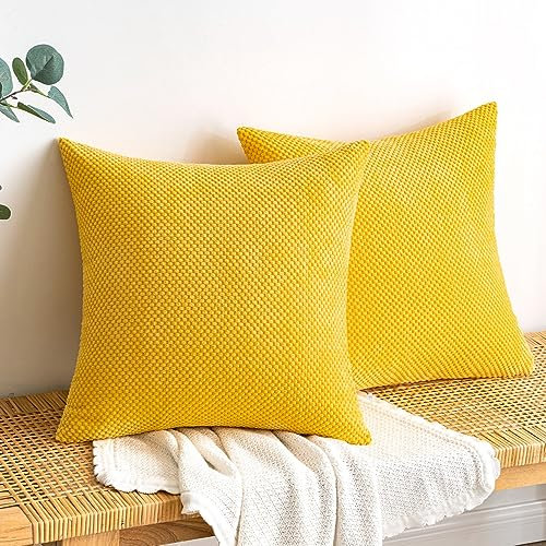 EMEMA Kordsamt Kissenbezug Herbst Dekorative Granulat Sofakissen Dekokissen Kissenbezüge Kissenhülle Couchkissen Überwurf Kissen Bezug Zierkissen für Couch Sofa Wohnzimmer 2er Set 40x40 cm Herbstduft