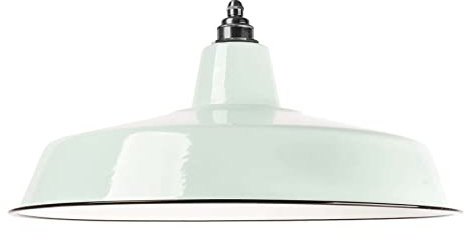 Lightstock Industrie Lampenschirm Emaille Mint (2. Wahl), Fabriklampe Ø46 cm inkl. Vintage Fassung aus Messing, Bronze Antik