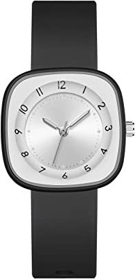 KDM Kinderuhr Jungen Mädchen Quadrat Wasserdicht Analog Quarz Kinder Armbanduhr Schwarz Leuchtend Silikonband Outdoor Sport Armband Uhr Geschenk Madchen 5-12 Jahre