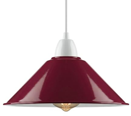 Moderne Retro-Lampenschirme aus Metall, Vintage-Industrie, 22 cm, einfache Montage, Landhausstil, für Schlafzimmer, Küche, Büro (Burgunderfarben)