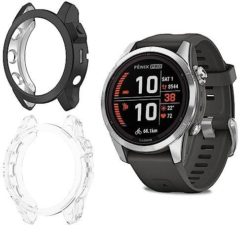 SeNool Coque [2 Pièces] pour Garmin Fenix 7S Pro Solar, TPU Protection D'écran Cadre Totale Anti-Rayure, Couverture Complète Doux de Cas pour Garmin Fenix 7S Pro Solar - Noir + Clair