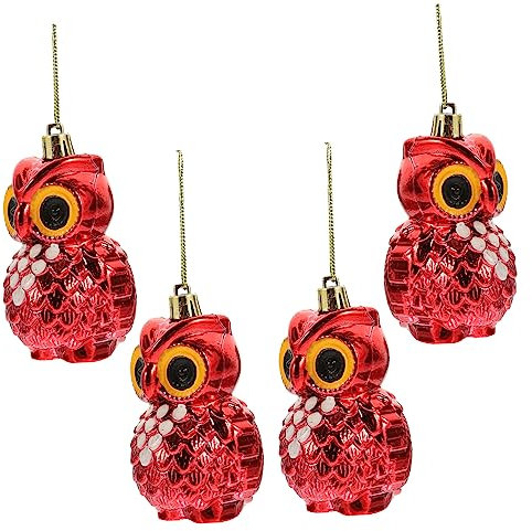 jojofuny 4 Stück Eule-anhänger Weihnachtsbaum-hängedekoration Weihnachtsdekore Eulen-anhänger-Charms Vogel Hängende Verzierung Weihnachtsschmuck Eule Figur Plastik Weihnachtskugeln Charme