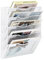 JEBELE 5 Compartiments Porte Revue Mural à Suspendre Organiseur Banette Range Dossier Mural Format A4 Porte Document Magazine et Lettres pour Bureau École Métal, Blanc