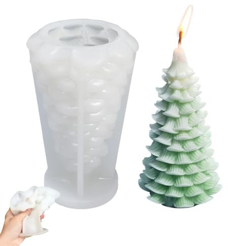 3D Weihnachtsbaum Kerzenform,Kerzenformen zum Gießen Weihnachtsbaum,Kerzen Gießen Formen Weihnachten,Kerzenform Silikon Weihnachten,3D Kerzengießform (C)