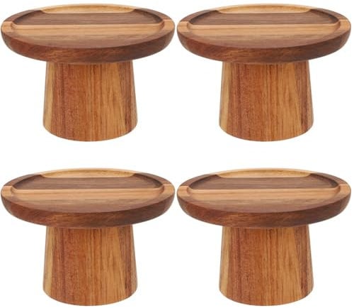 Abaodam 4 Pièces Moule À Gâteau Apéritif Tranches De Bois pour Centres De Table Support À Gâteau pour Dessert Plateau De Service en Bois Mini Support À Gâteau Plateau De Garniture Support