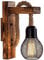 YUNYODA Holz Wandleuchte Innen, E27 LED Hanfseil Wandlampe mit Lampenschirm, Vintage Industrial Wandlampe Innen, Retro wandleuchte holz für Fluren, Schlafzimmer, Café, Scheune (Ohne Leuchtmittel)