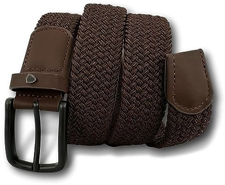 KARMA.DIEM Stretchgürtel Unisex Stoffgürtel Elastisch Flechtgürtel - Geflochtener und Elastischer Dehnbarer Gürtel für Damen und Herren (Small, Dunkelbraun)