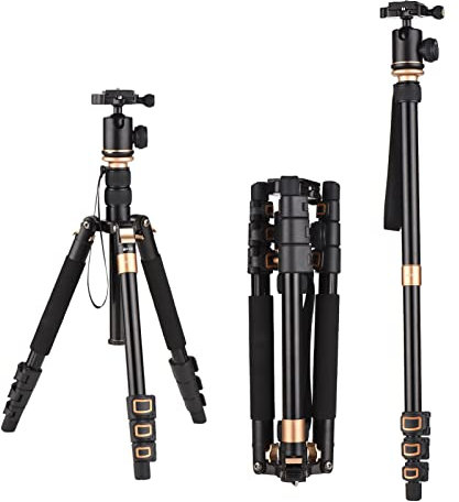 Andoer Treppiede da viaggio da 140 cm per fotocamera in lega di alluminio treppiede con monopiede staccabile Testa a sfera girevole a 360° Capacità di carico 8 kg/17,6 lbs con borsa per il trasporto