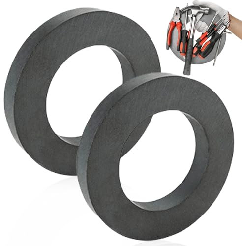 2 Stück Ringmagnet, Ø 70 mm x 32mm x 15 mm Ferrit Ringmagnet mit Loch, Magnetring strapazierfähig Ringmagnete Magnet Scheibe mit Loch Ring für Industrie, DIY, Basteln, Wissenschaftsprojekte
