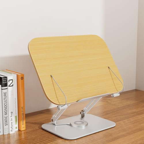 Buchständer zum Lesen, aboutool Verstellbarer Buchhalter mit 360° Schwenkfuß & Seitenclips, Faltbarer Kochbuchständer Lehrbuchständer für Musiknoten, Rezept, Tablet, Laptop, Lehrbuch