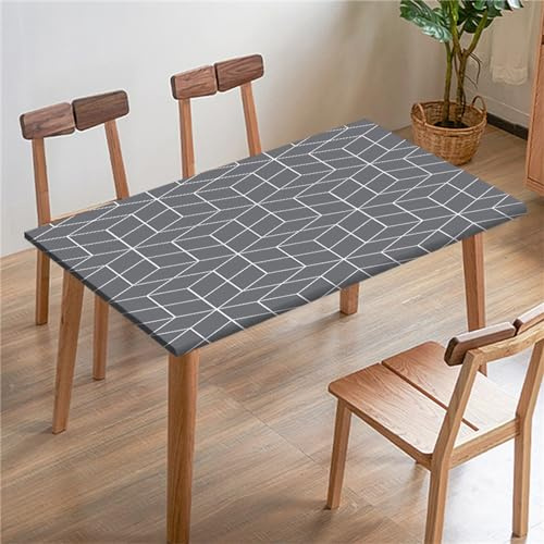 Morbuy 3D Rechteckige Elastische Tischdecke, Rechteckig Tischdecke mit Gummizug Spanntischdecke Gartentischdecke für Picknick Camping Partys (Geometrie 2,2.6FT/80x80cm)