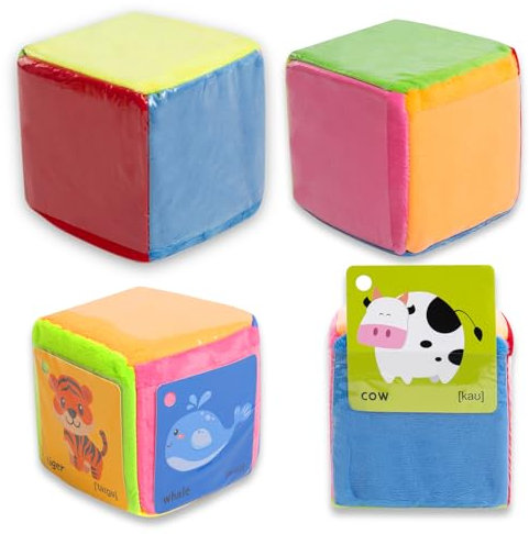 IWTBNOA Schaumstoffwürfel, 2Pcs Bunter Würfel mit Einstecktaschen, 10cm Würfel Groß, DIY Education Spiele Spielwürfel, Stoffwürfel, Bewegungswürfel, Kinder Lernwürfel für Kindergarten, Vorschule