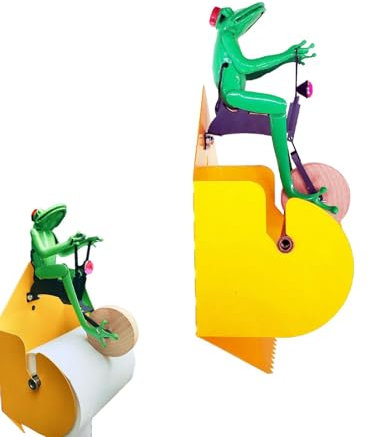Porte-rouleau de papier toilette mural - Motif grenouille cycliste - Distributeur de papier toilette décoratif pour la maison - Organisateur de toilettes pour centres commerciaux
