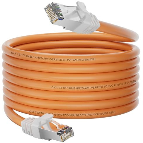 Cable Ethernet 10 Metros, Cat 7 Cable de Red Alta Velocidad Cable LAN 10m, Cable RJ45 Gigabit 10Gbps 600MHz Cable Internet, Blindado S/FTP Cable Patch Interior Cable Wifi Bobina Network Cable