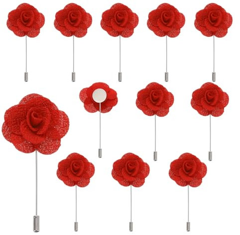 QUARKZMAN 12Pcs Épinglette Boutonnière Camélia Orange Accessoire Boutonniere Corsage Broches de Poche pour Cérémonie de Mariage Anniversaire Bal de Promo Dîner Formel Décoration de Costume