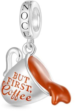 GNOCE Charm Anhänger Weihnachten Marshmallow Schneemann Anhänger 925 Sterlingsilber Beads Charms für Frauen und Mädchen Schmuckgeschenk für Ehefrau (Coffee)