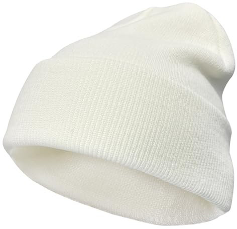 VIAUMBR Beanie Mütze Wintermütze Herren Damen Strickmütze Winter Mütze Beanie Hat Sportmütze Strick Bündchen Thermo Weich Atmungsaktiv Klassische Unisex V043 Weiß