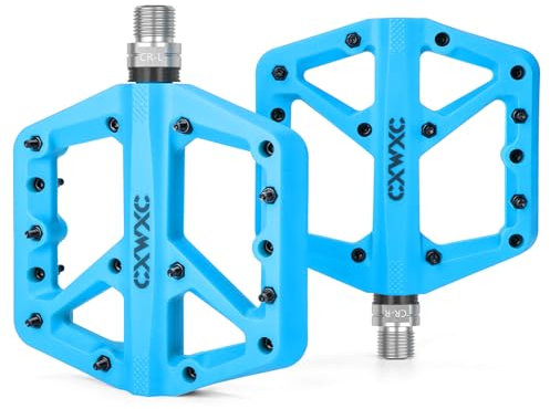 CXWXC Pedale Fahrrad,rutschfeste Fahrradpedale Aus Nylonfaser,MTB Pedale mit 3 Abgedichtete 9/16-Zoll,Flat Pedalen mit Versiegeltem Lager Für Rennrad,Mountainbike,Bleu