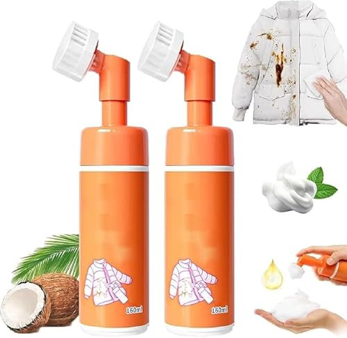 Eunmsi Dry Cleaning Agent with Brush Head for down Jacket,One Wipe to Cleaning Wash Free Spray,Down Jacket Detergent,Multi-purpose Stain Dry Cleaner Rinse-Free (2 pcs)