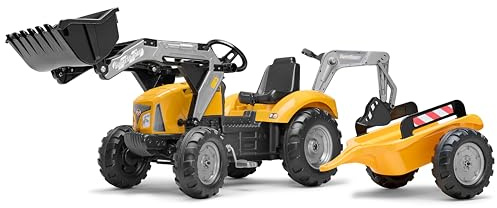 FALK - SuperBuilder Bagger mit Pedalen mit Bagger und Anhänger – Grün Vintage Schaufel vorne und schwenkbar – Sitz drehbar – ab 3 Jahren – 2025Y