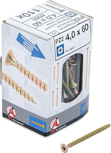 BGS Diy 88047 | Tornillos multiuso | cruz PZ2 | 4,0 x 60 mm | 110 piezas