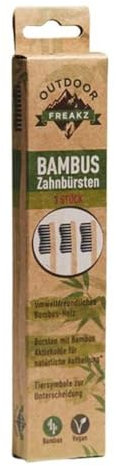 Outdoor Freakz Bambus Zahnbürste, Wave für Erwachsene, 3er Set