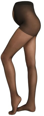 CALZEDONIA Woman's Sheer 20 Denier Maternity Tights with See-Through Heart in Black, Size XS/S