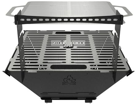 Feuerstelle & Grill | Faltbar, Tragbar, Langlebig, 3mm Starker Kohlenstoffstahl | Set Mit Wasserdichter Tragetasche