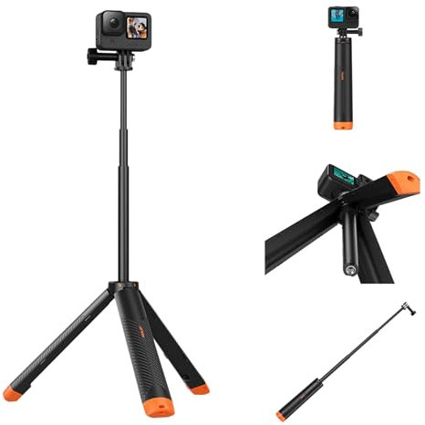 4 in 1 Schwebender Handgriff, Selfie Stick Stativ, 61cm Wasserdicht Ausziehbares Stick, Tragbarer Reisen Ständer für Telefonstativ, Go Pro Hero, DJI Action und Andere Action Kamera