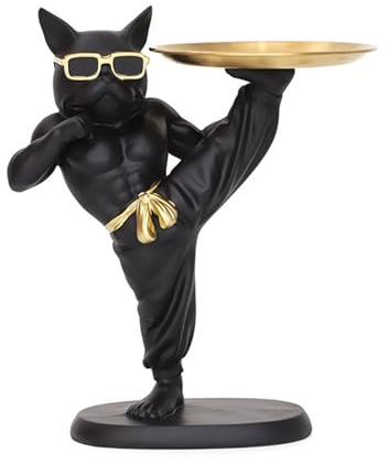 ASIAD Bulldogge Skulptur Deko, Französische Bulldogge Tablett Deko, Bulldogge Tablett Deko, Wohnzimmer Büro Moderne Hund DEK für Wohnzimmer, Eingangsbereich,Schwarz