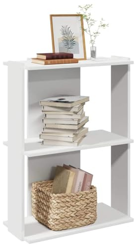 MOBCANT Bücherregal 3 Böden Weiß 60x30x80 cm Holzwerkstoff, Kellerregal Standregal Bücherschrank Lagerregal Geeignet für Arbeitszimmer Wohnung Schlafzimmer Wohnzimmer
